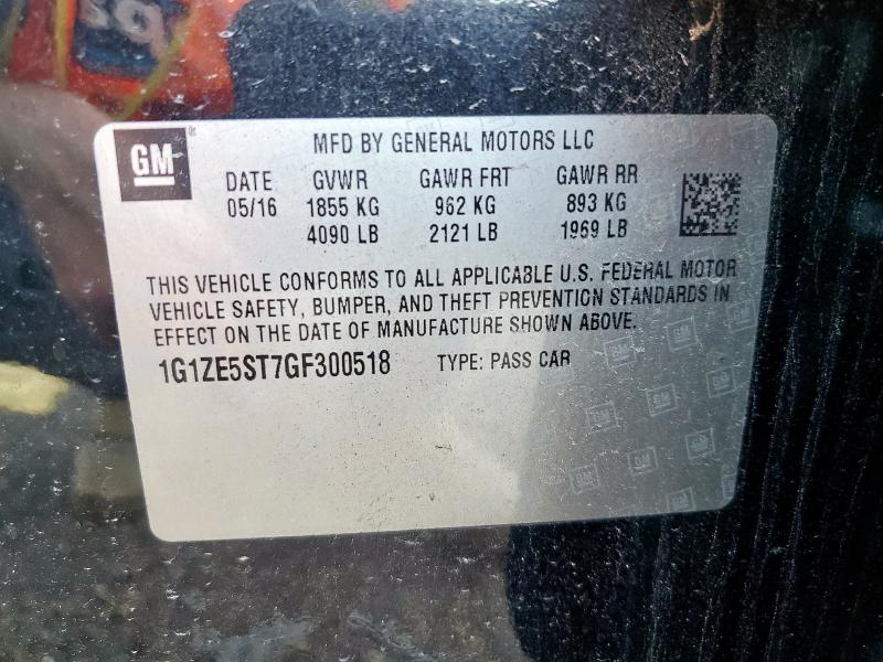 1G1ZE5ST7GF300518 - 2016 CHEVROLET MALIBU LT BLACK photo 13