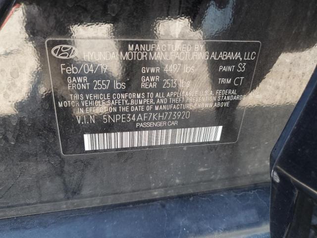 5NPE34AF7KH773920 - 2019 HYUNDAI SONATA LIMITED أسود صورة 12