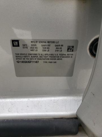 1G11A5SA3GF111467 - 2016 CHEVROLET MALIBU LIM LS ვერცხლისფერი ფოტო 12