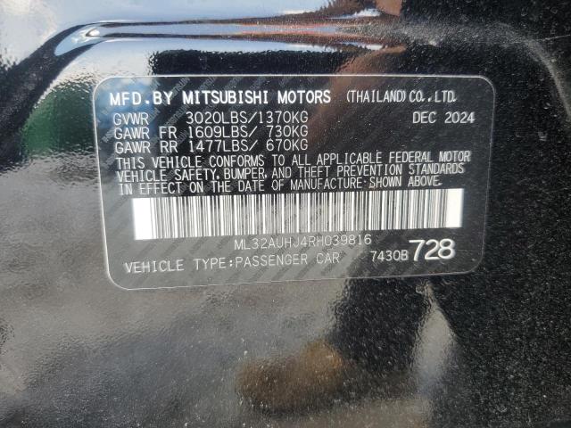 ML32AUHJ4RH039816 - 2024 MITSUBISHI MIRAGE ES შავი ფოტო 14
