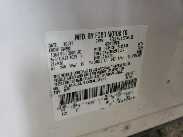 2LMPJ8LRXGBL38910 - 2016 LINCOLN MKX RESERVE Սպիտակ լուսանկար 13