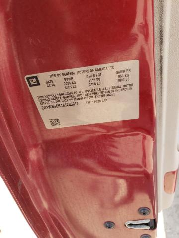 2G1WB5EK4A1233017 - 2010 CHEVROLET IMPALA LT Burdeos foto 12