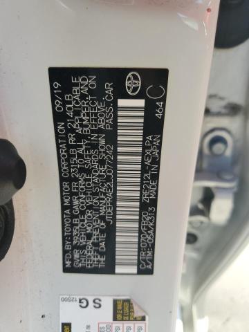 JTDEPRAE2LJ077242 - 2020 TOYOTA COROLLA LE WHITE photo 12