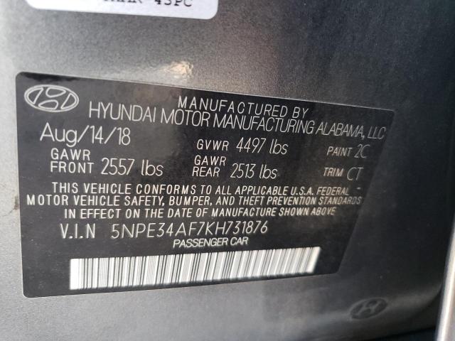 5NPE34AF7KH731876 - 2019 HYUNDAI SONATA LIMITED GRAY photo 13