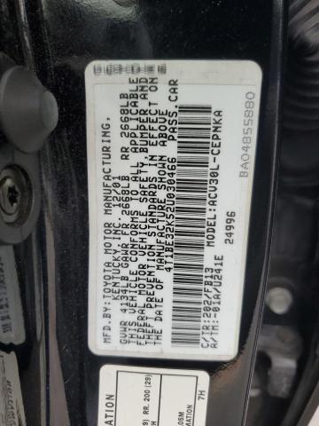 4T1BE32K52U030466 - 2002 TOYOTA CAMRY LE BLACK photo 12