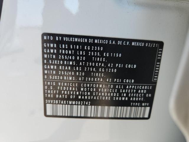 3VV3B7AX1MM082742 - 2021 VOLKSWAGEN TIGUAN SE WHITE photo 13