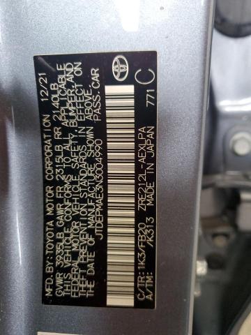 JTDEPMAE3N3004990 - 2022 TOYOTA COROLLA LE 蓝色 照片 12