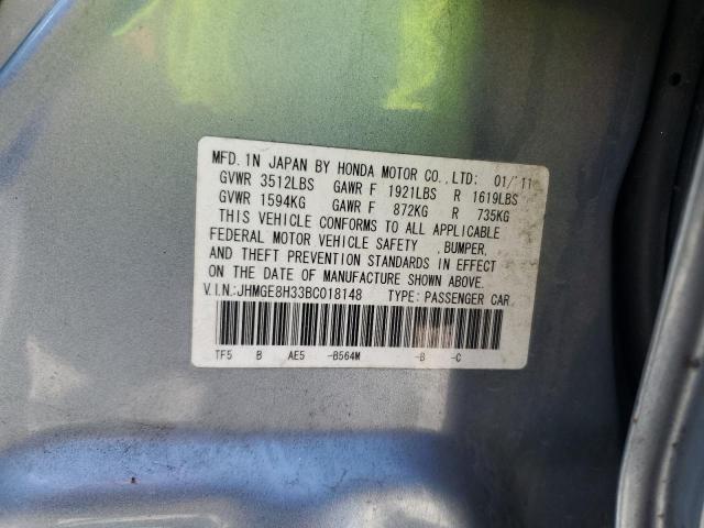 JHMGE8H33BC018148 - 2011 HONDA FIT BLUE photo 13