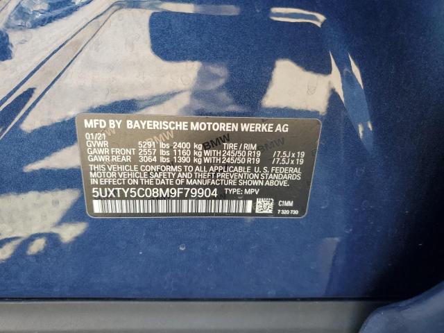 5UXTY5C08M9F79904 - 2021 BMW X3 XDRIVE30I BLUE photo 13