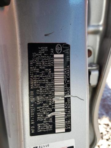 2T1KR32EX6C582146 - 2006 TOYOTA COROLLA MA XR SILVER photo 12