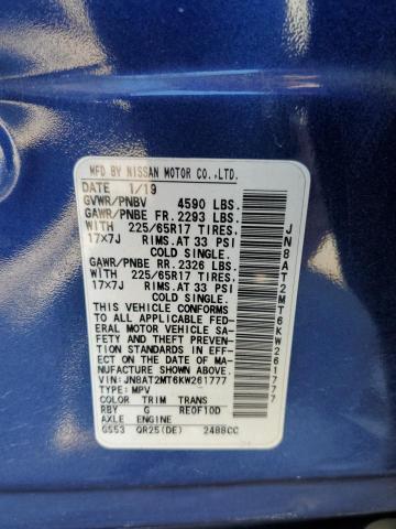 JN8AT2MT6KW261777 - 2019 NISSAN ROGUE S BLUE photo 13