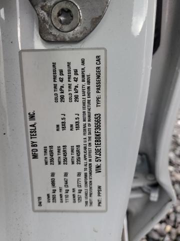 5YJ3E1EB0KF365653 - 2019 TESLA MODEL 3 თეთრი ფოტო 12