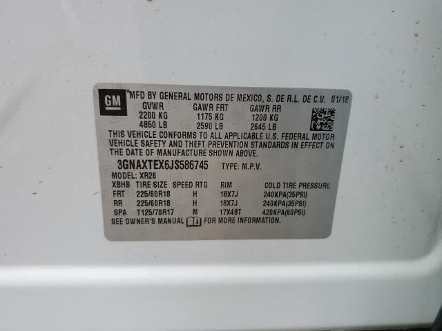 3GNAXTEX6JS586745 - 2018 CHEVROLET EQUINOX LT WHITE photo 14