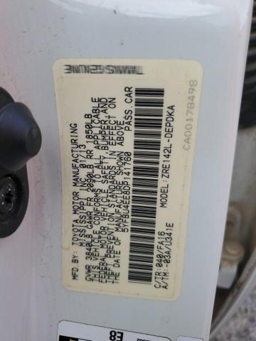 5YFBU4EE8DP141760 - 2013 TOYOTA COROLLA BASE WHITE photo 12