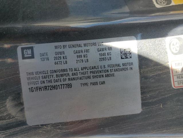 1G1FH1R72H0177789 - 2017 CHEVROLET CAMARO SS CHARCOAL photo 13