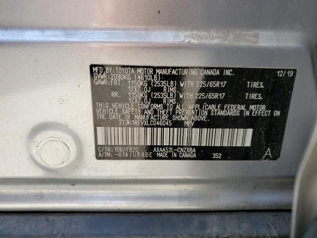 2T3K1RFVXLC046045 - 2020 TOYOTA RAV4 LE SILVER photo 13