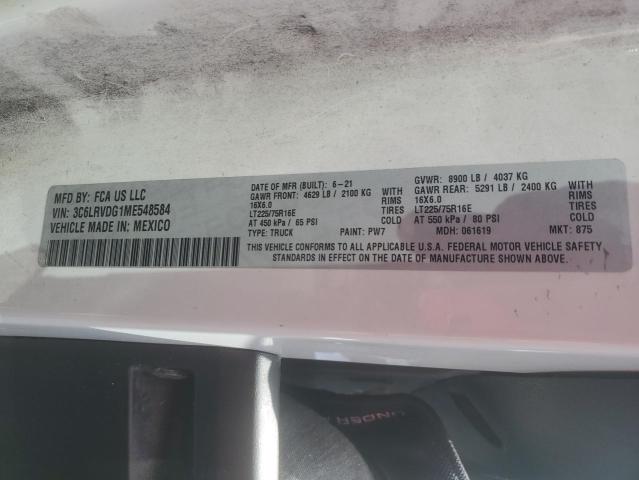 3C6LRVDG1ME548584 - 2021 RAM PROMASTER 2500 HIGH Ақ фото 12