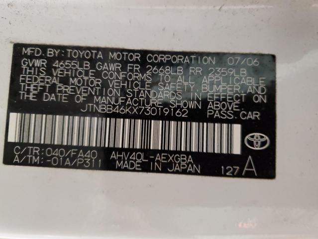 JTNBB46KX73019162 - 2007 TOYOTA CAMRY HYBRID WHITE photo 12