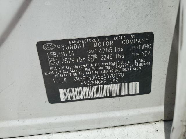 KMHFH4JG5EA370170 - 2014 HYUNDAI AZERA GLS WHITE photo 12