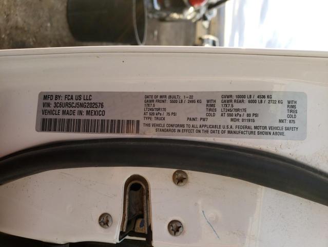 3C6UR5CJ5NG202576 - 2022 RAM 2500 TRADESMAN თეთრი ფოტო 12