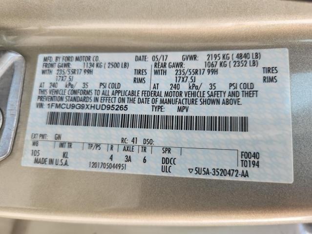 1FMCU9G9XHUD95265 - 2017 FORD ESCAPE SE 金色 照片 13