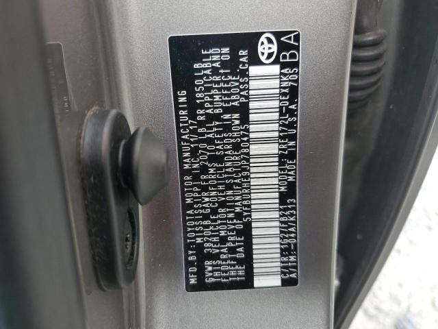 5YFBURHE9JP780475 - 2018 TOYOTA COROLLA L GRAY photo 12