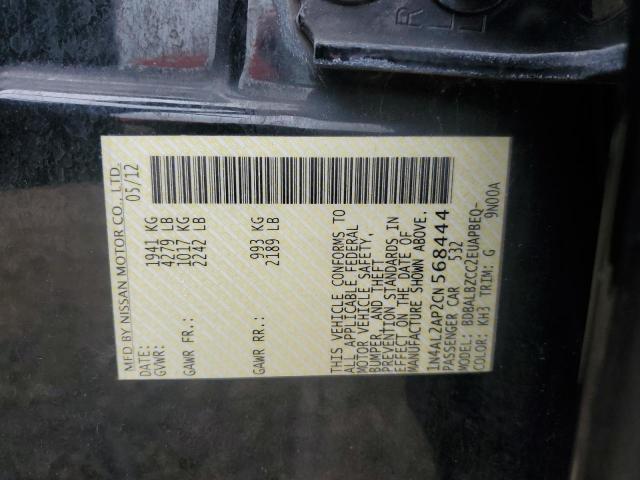 1N4AL2AP2CN568444 - 2012 NISSAN ALTIMA BASE შავი ფოტო 12
