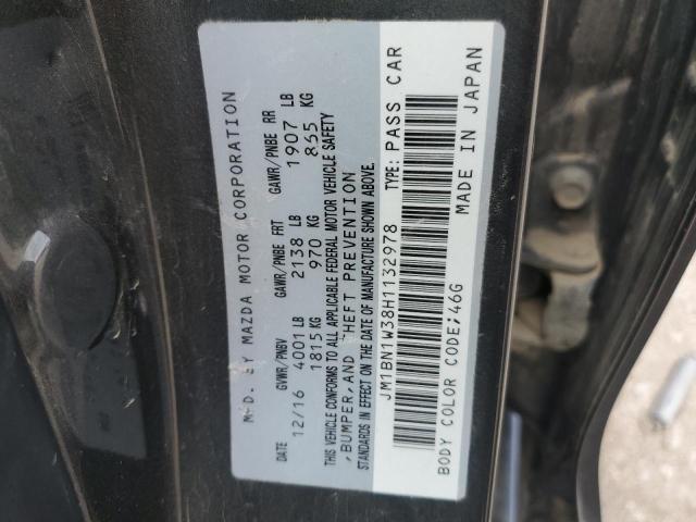 JM1BN1W38H1132978 - 2017 MAZDA 3 GRAND TOURING ნაცრისფერი ფოტო 12