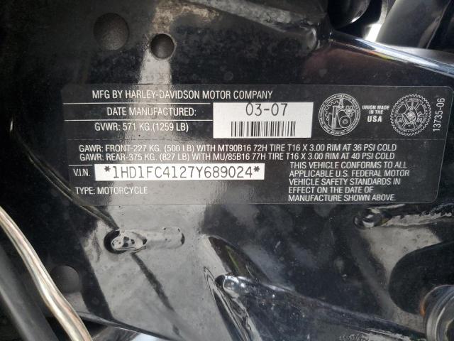 1HD1FC4127Y689024 - 2007 HARLEY-DAVIDSON FLHTCUI 黑色 照片 10