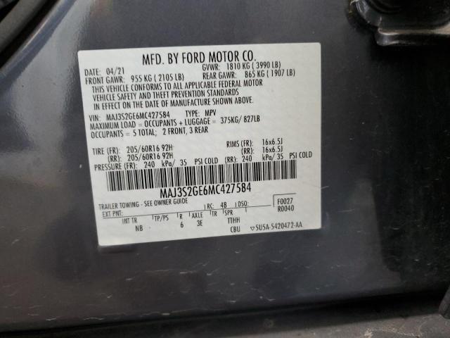 MAJ3S2GE6MC427584 - 2021 FORD ECOSPORT SE Argent photo 13