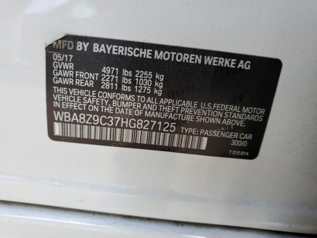 WBA8Z9C37HG827125 - 2017 BMW 330 XIGT WHITE photo 12