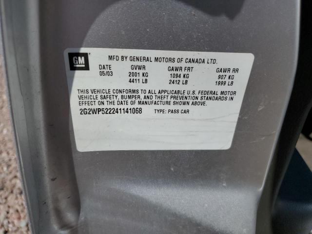 2G2WP522241141068 - 2004 PONTIAC GRAND PRIX GT SILVER photo 12