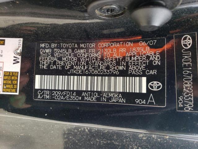 JTKDE167080233796 - 2008 TOYOTA SCION TC 黑色 照片 12