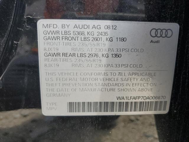 WA1LFAFP7DA006670 - 2013 AUDI Q5 PREMIUM PLUS أسود صورة 12