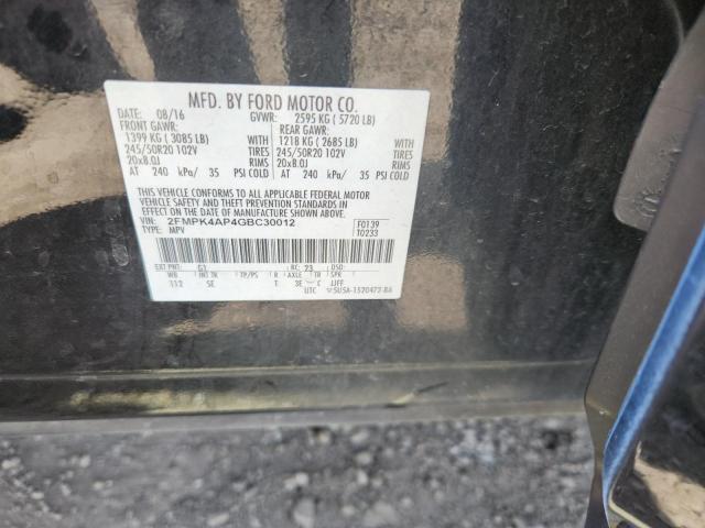 2FMPK4AP4GBC30012 - 2016 FORD EDGE SPORT BLACK photo 12