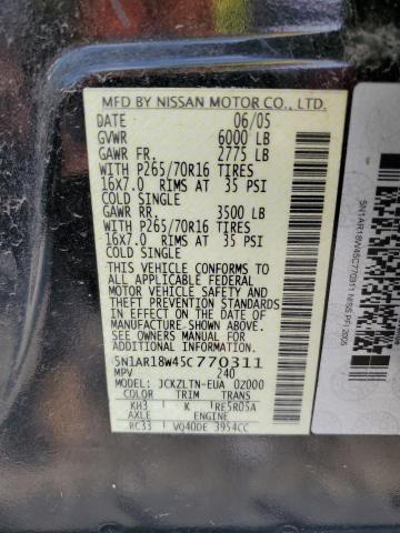 5N1AR18W45C770311 - 2005 NISSAN PATHFINDER LE 黑色 照片 13