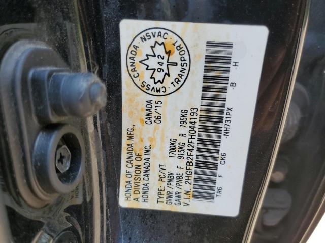 2HGFB2F42FH044193 - 2015 HONDA CIVIC LX BLACK photo 12