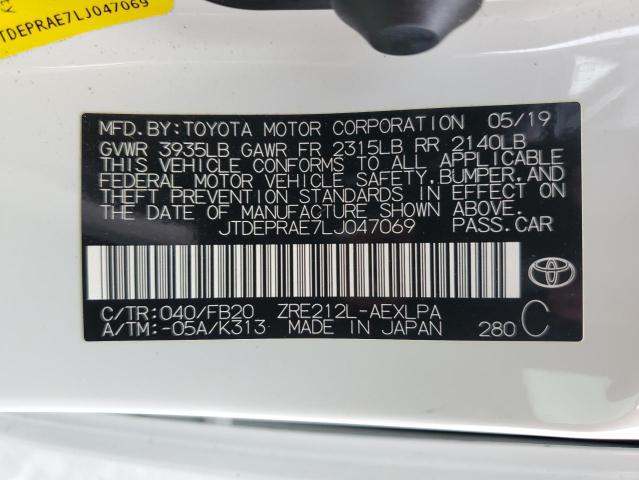 JTDEPRAE7LJ047069 - 2020 TOYOTA COROLLA LE 白色 照片 13