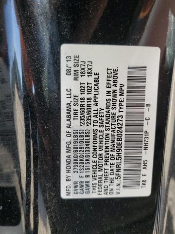 5FNRL5H90EB024273 - 2014 HONDA ODYSSEY TOURING BLACK photo 13