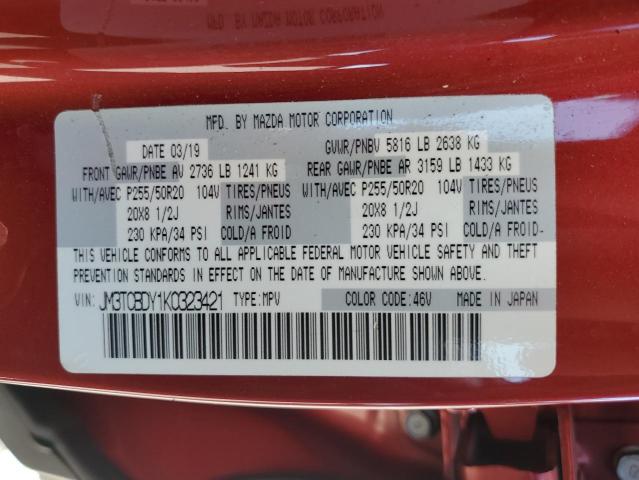 JM3TCBDY1K0323421 - 2019 MAZDA CX-9 GRAND TOURING RED photo 13