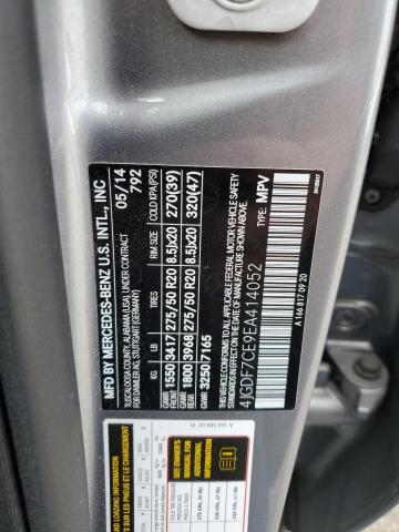 4JGDF7CE9EA414052 - 2014 MERCEDES-BENZ GL 450 4MATIC GRAY photo 14