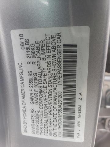 1HGCV1F36JA231200 - 2018 HONDA ACCORD SPORT SILVER photo 12