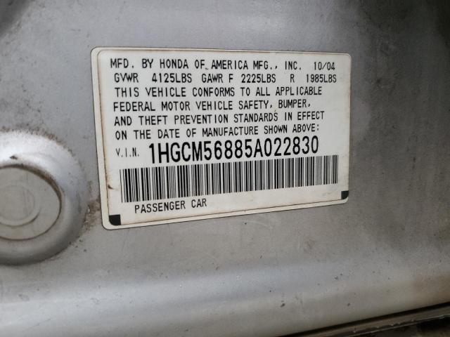 1HGCM56885A022830 - 2005 HONDA ACCORD EX SILVER photo 12