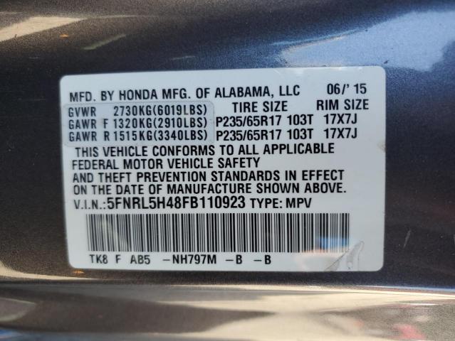 5FNRL5H48FB110923 - 2015 HONDA ODYSSEY EX CHARCOAL photo 13