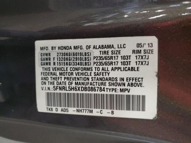 5FNRL5H6XDB086784 - 2013 HONDA ODYSSEY EXL Gris foto 13