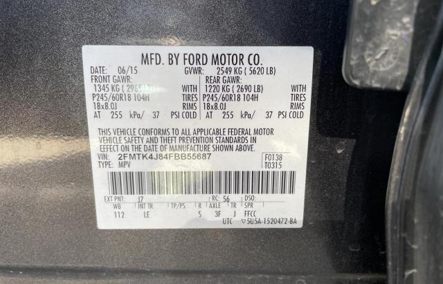 2FMTK4J84FBB55687 - 2015 FORD EDGE SEL GRAY photo 10