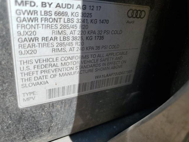 WA1LAAF72JD027337 - 2018 AUDI Q7 PREMIUM PLUS 金色 照片 12