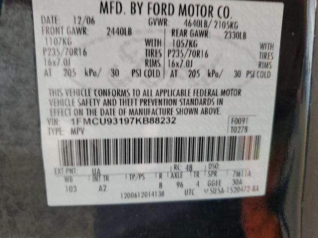 1FMCU93197KB88232 - 2007 FORD ESCAPE XLT BLACK photo 13