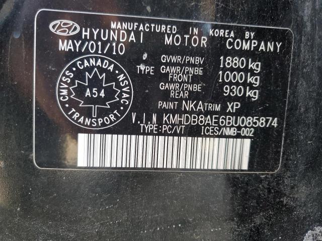 KMHDB8AE6BU085874 - 2011 HYUNDAI ELANTRA TO GLS BLACK photo 12