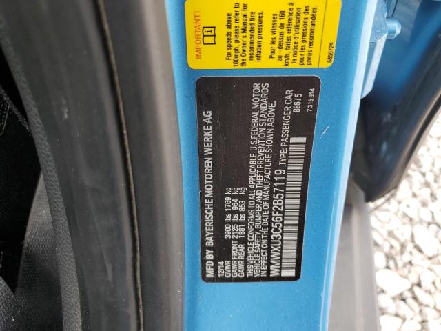 WMWXU3C56F2B57119 - 2015 MINI COOPER S BLUE photo 12